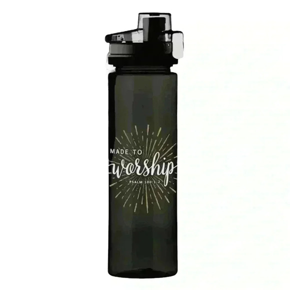 Plastic Water Bottle “Made To Worship” Flip Top Religious Christian Sporty - Picture 1 of 13